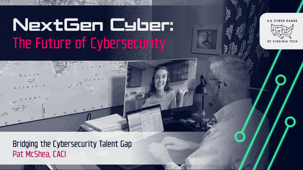 Graphic illustrating a podcast episode on the future of cybersecurity, emphasizing entry points for aspiring cybersecurity professionals.